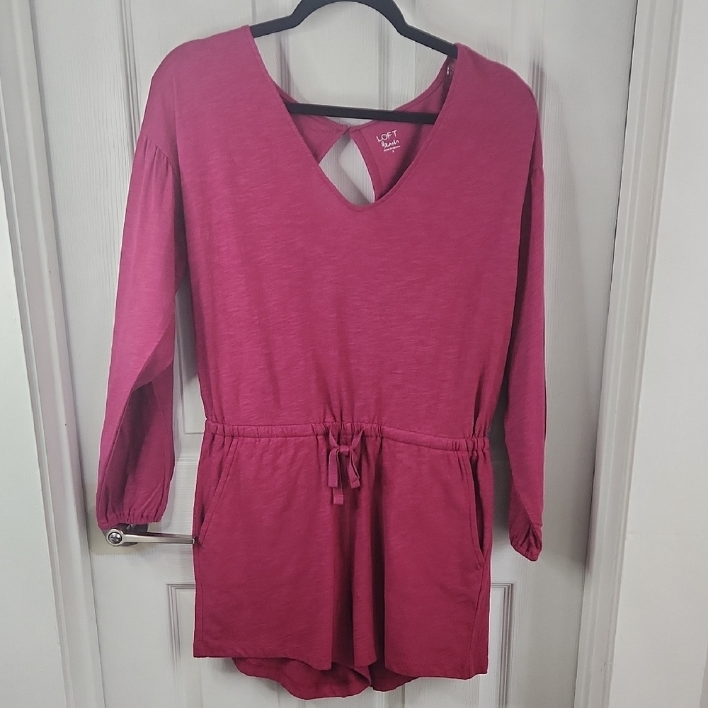 LOFT Berry Long Sleeve Romper - Picture 2 of 5